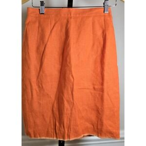 Herve Leger By Benard Holtzman Women's 6 Skirt Linen Orange‎ Pencil Skirt Lined